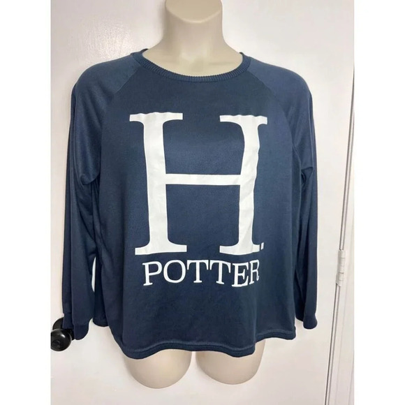 Harry Potter Dark Navy Long Sleeve Sleepwear Top size XL 16-18 #1110 - Picture 1 of 5